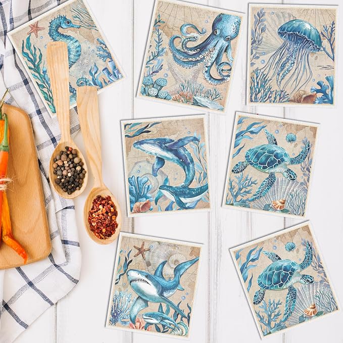 Swedish Dishcloths for Kitchen, Reusable Absorbent Fast Drying Sea Animals - Image 5