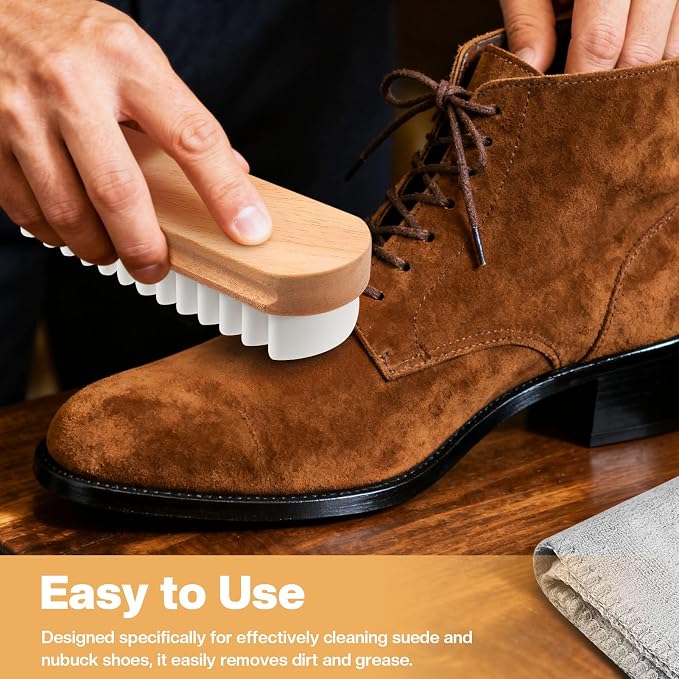 2 Pcs Suede Shoe Brush Nubuck Leather Cleaner Shoes Shine Dauber Crepe - Image 6