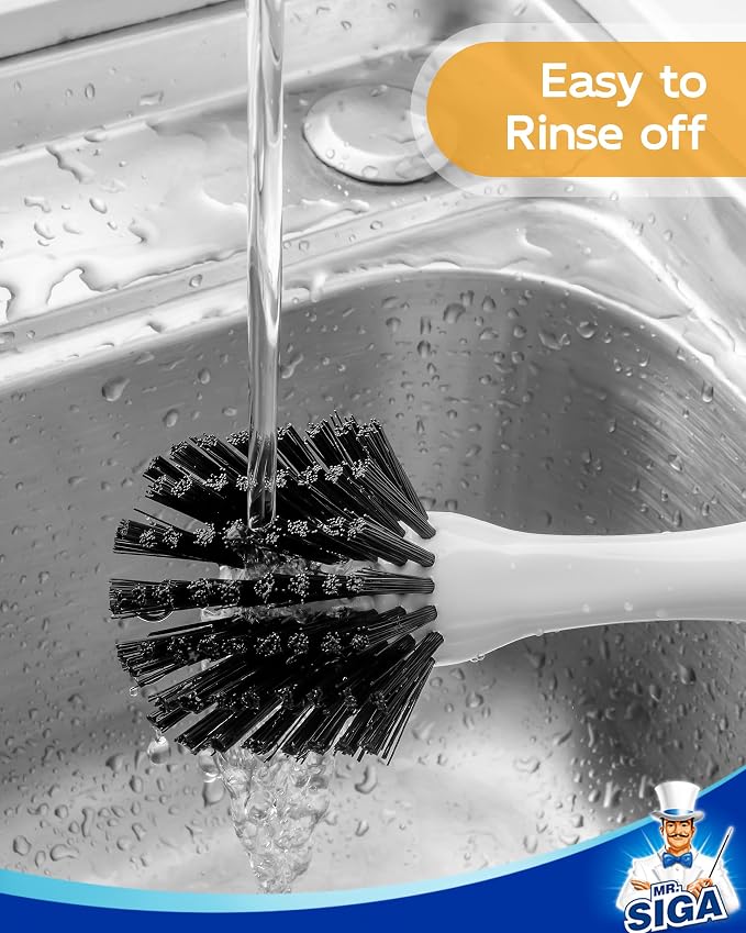 MR.SIGA Dish Brush with Handle, Dish Scrub Brush, Bamboo Dish Brush, Safe on - Image 6
