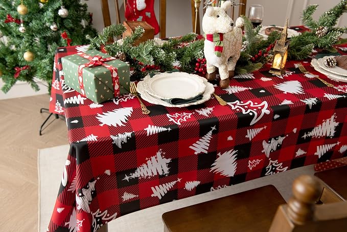 Classic Gingham Buffalo Xmas Tablecloth Fabric - Image 8