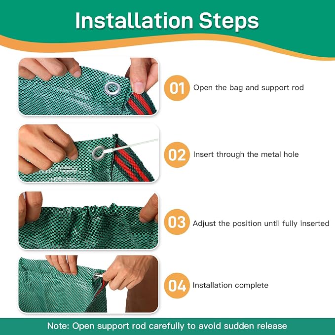 2 Pack 53 Gallon Reusable Yard Waste Bags, Dustpan-Type Leaf Collector Bag - Image 6