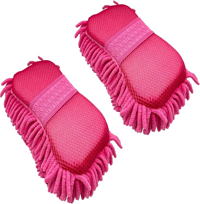 Microfiber Car Wash Sponge-Non-Scratch Wash Mitt-Two Sided Chenille Microfiber by Unknown