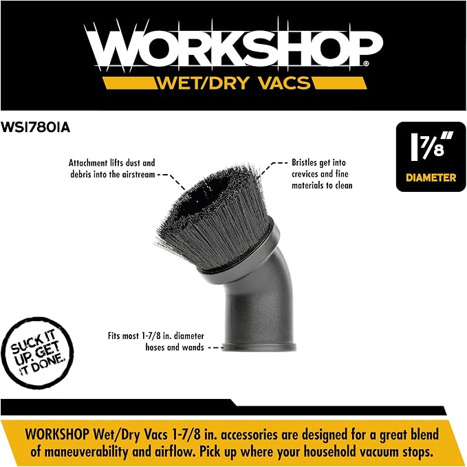 WORKSHOP Wet/Dry Vacs Shop Vacuum Accessories WS17801A Dusting Brush Attachment - Image 3