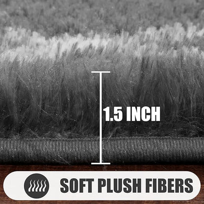 ONASAR Area Rugs for Bedroom Living Room, Washable 4x6 Fluffy Grey and White Floor Rug, Shaggy Geometric Soft Plush Fuzzy Carpet for Nursery Teen Playroom Dorm Office Home Decor Aesthetic