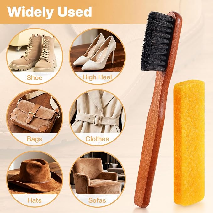 2 Pcs Suede Shoe Brush Nubuck Leather Cleaner Shoes Shine Dauber Crepe - Image 5