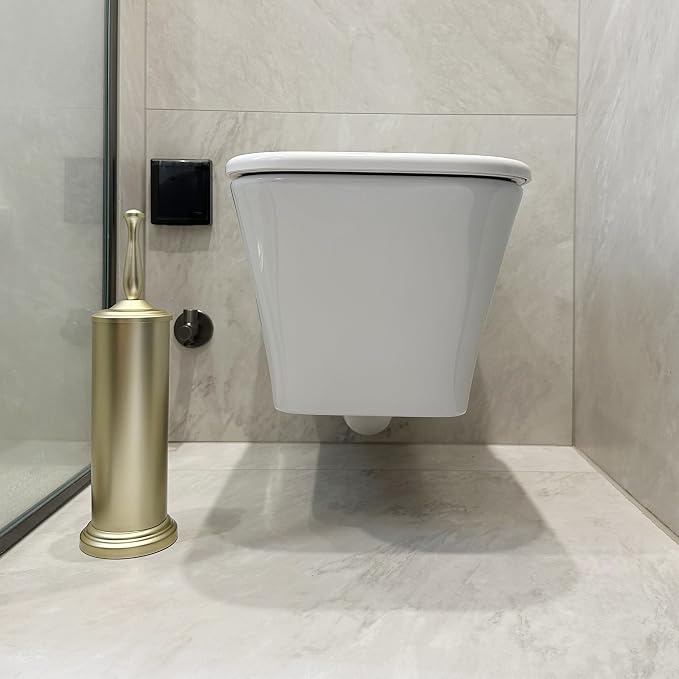 Satin Matte Soft Gold Toilet Bowl Brush - Image 7
