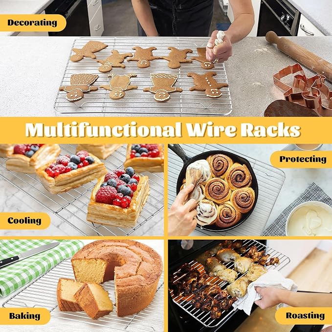P&P CHEF Cooling Baking Rack Pack of 2, Stainless Steel Cooling Racks - Image 7