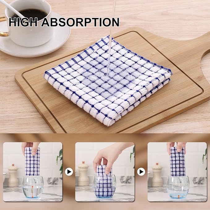 Kitinjoy Cotton 24 Pack Terry Kitchen Dish Cloths, 12 x 12 Inches Super Soft - Image 3