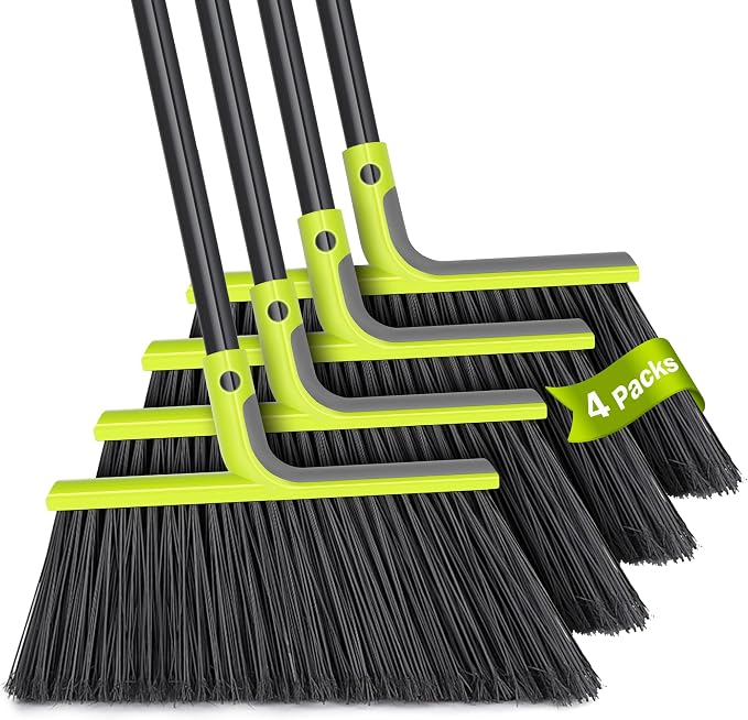 4 Packs Outdoor Broom Heavy Duty, 56 inches Tall Commercial Soft Bristle Angle by TidyBliss