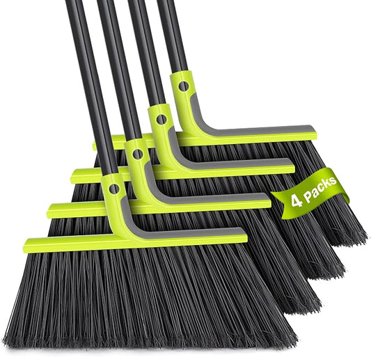4 Packs Outdoor Broom Heavy Duty, 56 inches Tall Commercial Soft Bristle Angle by TidyBliss