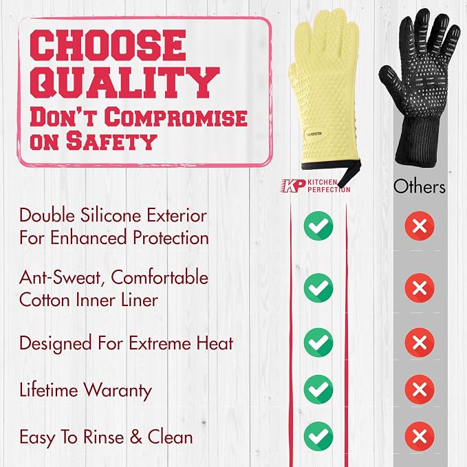 KITCHEN PERFECTION S Silicone Smoker Oven Gloves - Image 9