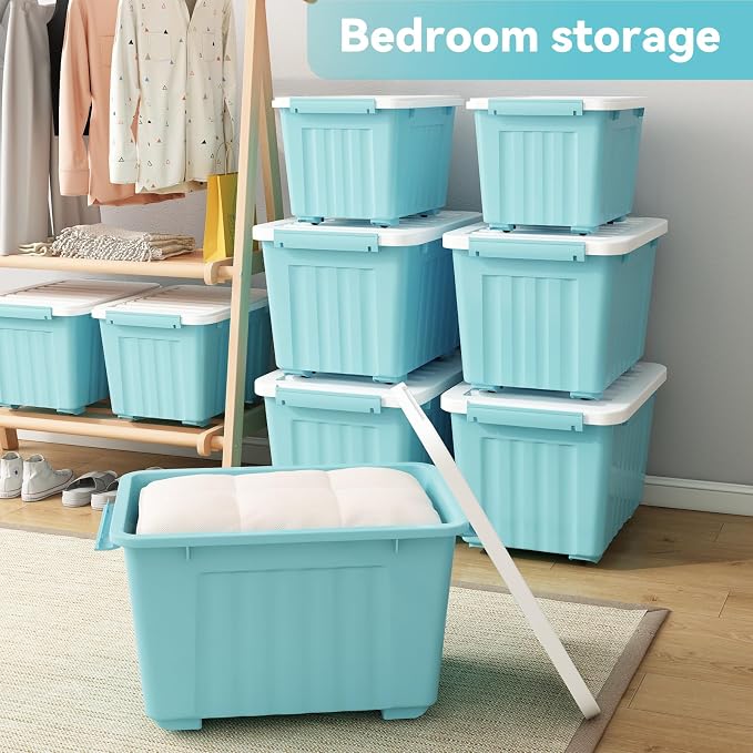 Nazhura 97 Quart Plastic Storage Bin, Stackable and Nestable Storage Boxes - Image 4