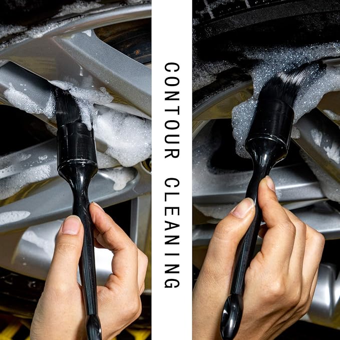 Car Detailing Brush Set, 5 Pack Auto Black Detail Brushes, Comfortable Grip and - Image 6
