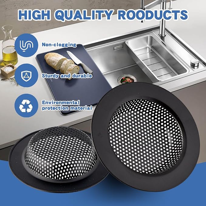 2PC Kitchen Sink Drain Strainer Stainless Steel - Image 5