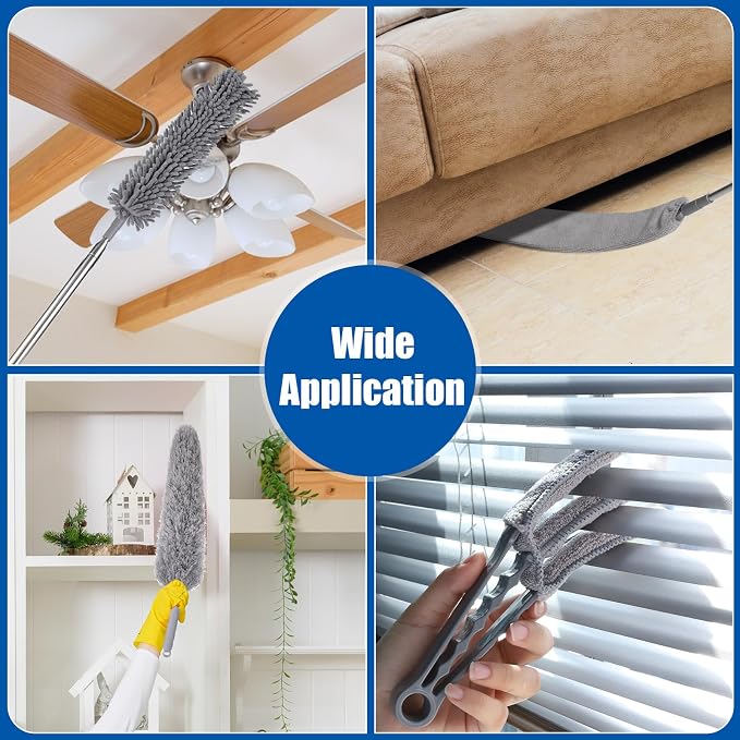 9PCS Dusters for Cleaning, Extendable Microfiber Duster - Image 4