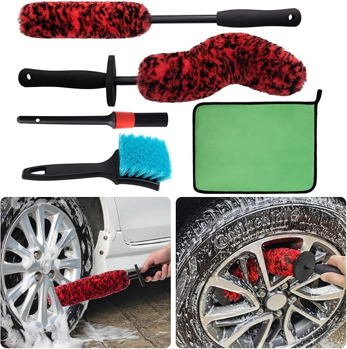 5 Pack Car Wheel and Tire Cleaner Brushes Kit Auto Motorcycle Rim Ultra Soft by Unknown