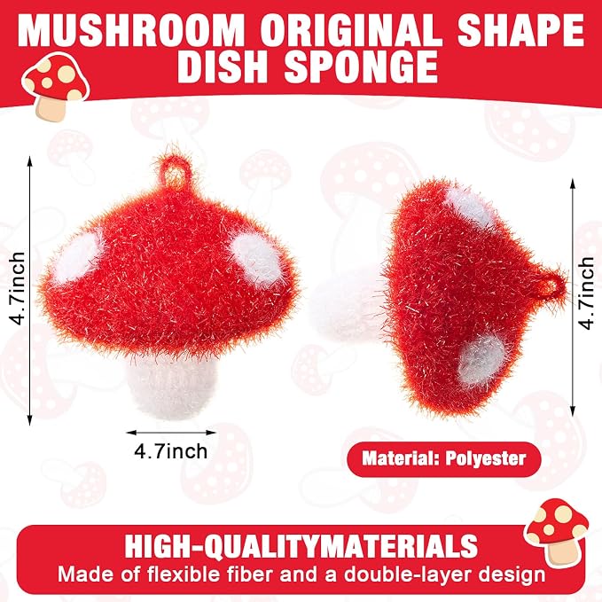 Breling 6 Pieces Mushroom Shape Dish Sponge Dual Sided Non Scratch Dish Washing - Image 2