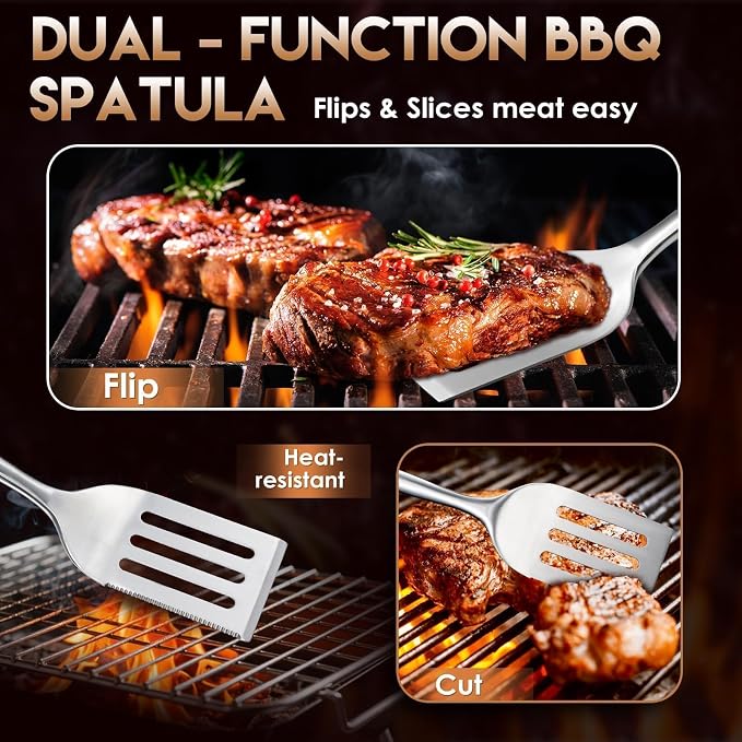 TIVOLI 3PCS Grilling Accessories, Heavy Duty BBQ Tool Set - Image 3