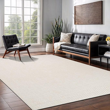 Easy Jute Rug 8x10 Indoor Outdoor Natural Rugs Solid Fiber Rug Woven Area Rug Boho Easy Clean Inside Carpet for Living Room Bedroom Dining Room Hallway or Outdoor Patio Porch (8 X 10 Bone)