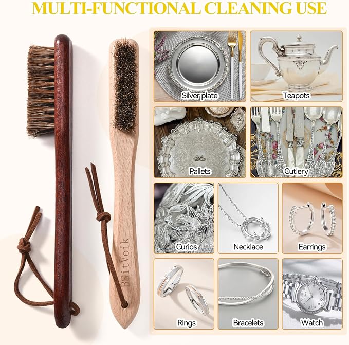 Horsehair Silver Brush Jewelry Cleaning Cloth Set - Image 6