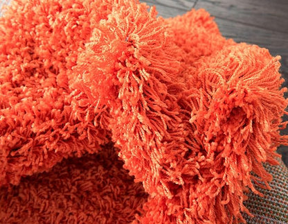 Unique Loom Solid Shag Collection Area Rug (8' Round, Tiger Orange)