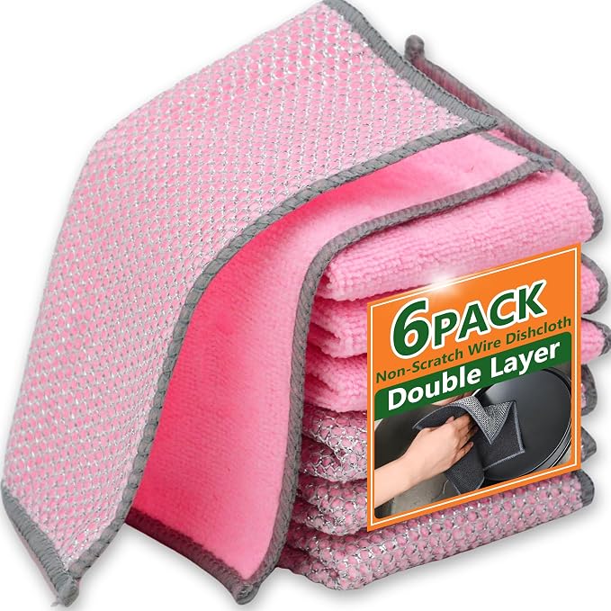 6Pack Double-Side Wire Dishcloth, Upgrade Wire Cleaning Cloths by Unknown