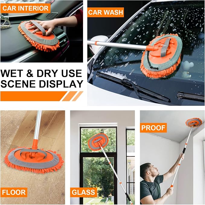 Ordenado 62" Car Wash Brush Kit Mitt Mop Sponge - Image 6