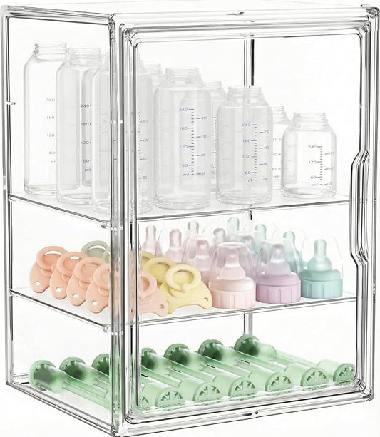 Baby Bottle Organizer for Countertop, Large Clear Bottle Storage Organizer by Unknown