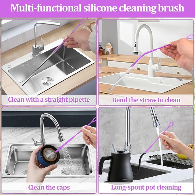 Silicone Straw Cleaner Brush, Straw Brush Bristles Cleaner Brush - Image 6