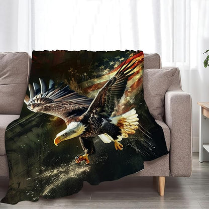 American Eagle Blanket Bald Eagle Throw Blanket Eagle Gifts and Decor American Flag Blanket for Girls Women Boys Men Soft Warm Cozy Fleece Blanket for Couch Sofa Bed 80"x60"