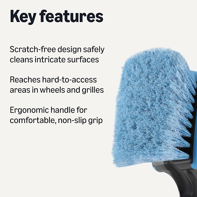 Amazon Basics Wheel Brush for Car Detailing, Safe for Cars, Ergonomic Handle - Image 2