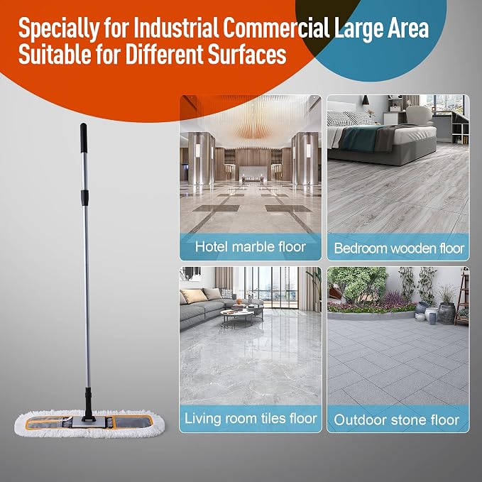 24" Commercial Dust Mop for Floor Cleaning, Heavy Duty Sweeper Broom - Image 5