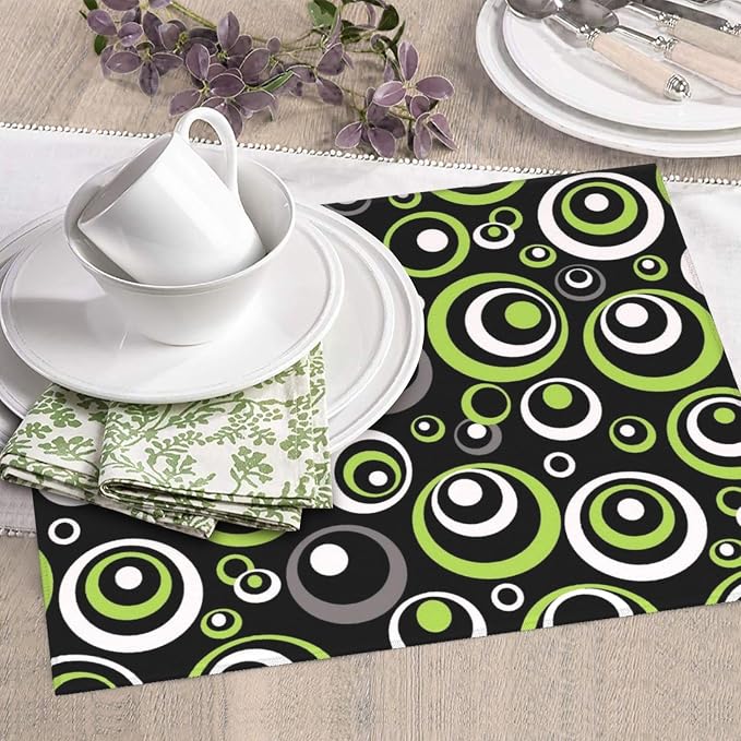 Green Black Gray Geometric Circle Dish Drying Mat - Image 3