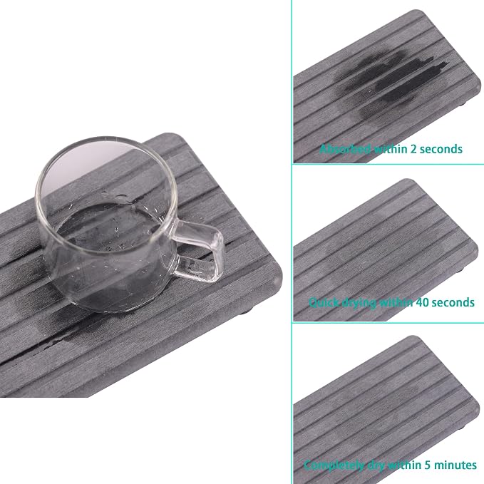 2 PCS Water Absorbent diatomite Coasters, 12.2" x 4" Water Absorbing Stone Tray - Image 5