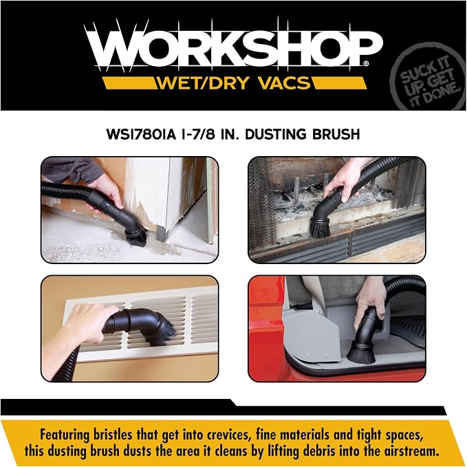 WORKSHOP Wet/Dry Vacs Shop Vacuum Accessories WS17801A Dusting Brush Attachment - Image 4