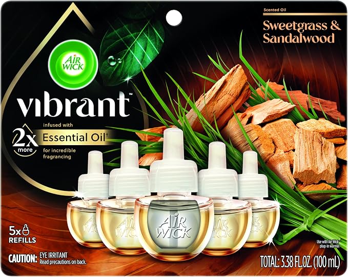 Air Wick Plug In Scented Oil Refills, Sweetgrass + Sandalwood, Air Fresheners by AirWick