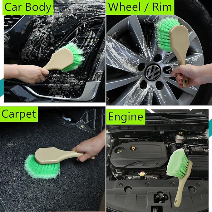 Wheel Rim & Tire Brush Set, Soft & Stiff Bristle Wash Cleaning Supplies Kit - Image 5