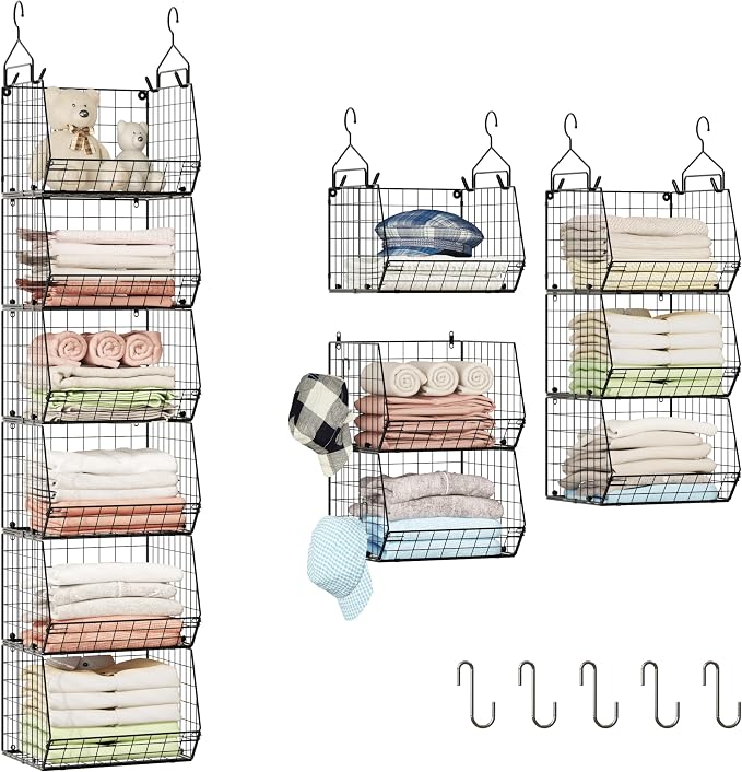 6 Tier Closet Hanging Organizer, Clothes Hanging Shelves by X-cosrack