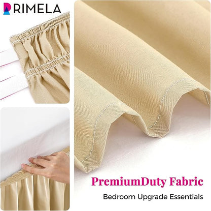 RIMELA Beige Bed Skirt King Size 18 Inch Drop, Wrap Around Elastic Bedskirt, Dust Ruffle for Adjustable Bed Base Machine Washable Easy to Install Bed Skirts