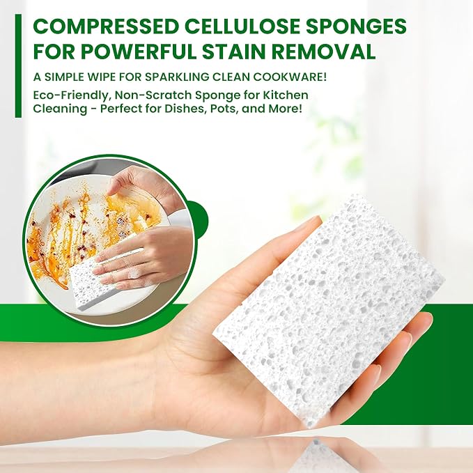 Cellulose Sponges – 24-Pack White Compressed Natural - Image 3