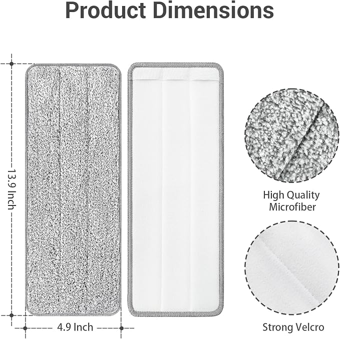 10Pcs Joymoop Mop Replacement Pads, 13 * 4.9'' Universal Mop Pads Mop Head - Image 2