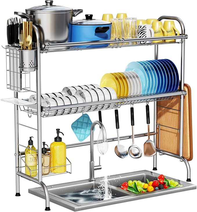 HOWDIA Stainless Steel 2-Tier Over The Sink Dish Drying Rack - Image 7
