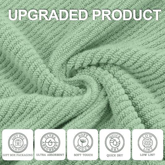 VOOVA & MOVAS Green Towels for Bathroom, 100% Cotton | Quick Dry | Soft | Thick - Image 2