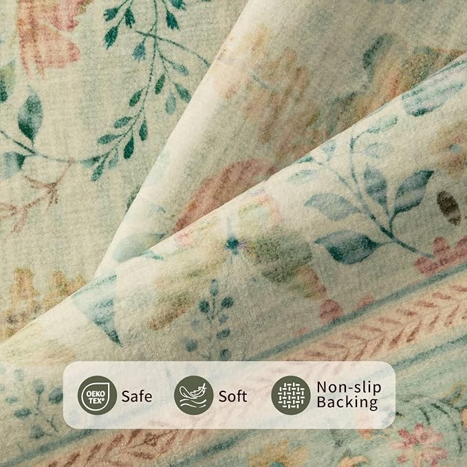 2x5 Floral Runner Rug, Washable Runners - Image 4