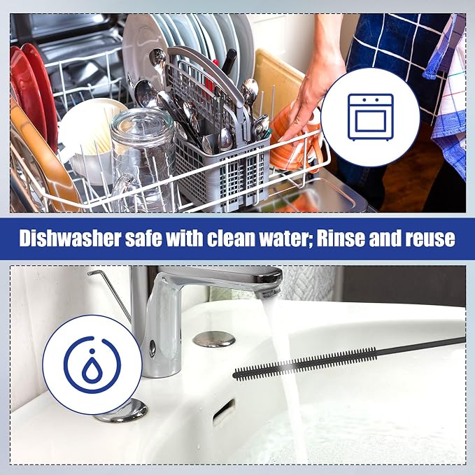 2pcs Silicone Straw Brushes, 6mm+8mm Reusable Hanging Straw Cleaner Brush Extra - Image 5