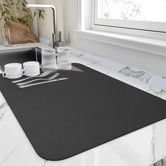 Dish Drying Mat for Kitchen Counter, Heat Resistant Drainer Mats by HotLive