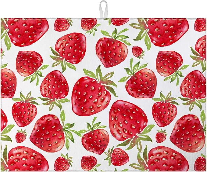 Strawberry Dish Drying Mat for Kitchen Counter Drying Pad Absorbent Reversible by MOUNTANLLY