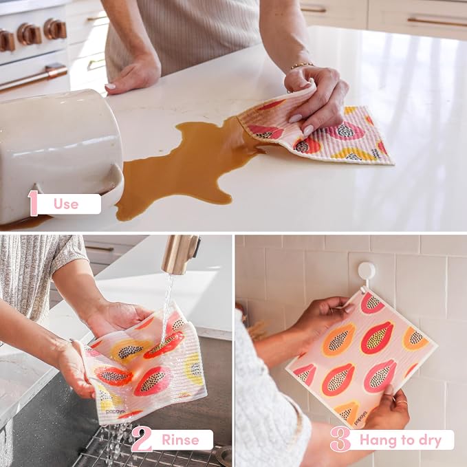 Papaya Reusable Paper Towels, Premium Swedish Dishcloths - Image 4