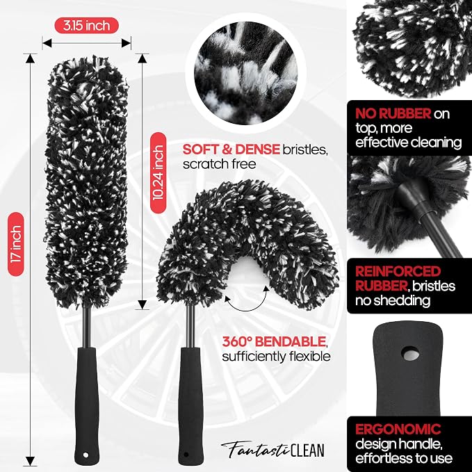 Fantasticlean 7PCS Car Wheel Brush Kit, Tire Brush, Soft-bristled Rim Brush - Image 3