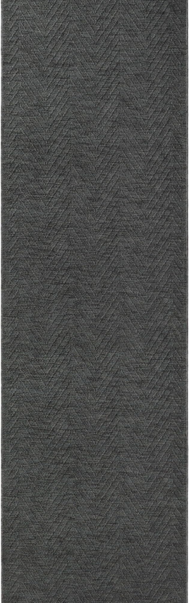 TOWN & COUNTRY BASICS Pax Herringbone Textured Solid Everwash® Washable Runner Area Rug, Low Pile, Non-Slip Backing, Easy Clean Pet & Family Friendly Rug, Dark Grey, 2'5"x10'2"